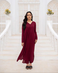 Zauk Stitched Co Ords Solids Set Suit-Magenta