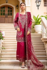 Mahpara by Sada Bahar Stitched 3 Piece Festive Formals Vol-16 Suit-B-30-Maroon