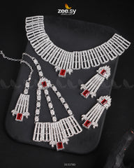 Asma's Bridal Sets Silver Mahroon - Zeesy Jewellery