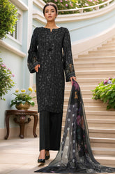 Majestic By HZ Stitched 3 Piece Emb Silk Collection'2025-RRE-116-Black