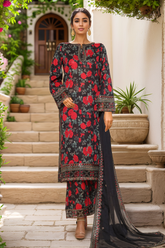 Malika By Sada Bahar Stitched 3 Piece Emb Festive Vol-05 Suit-EMB-2126-Black