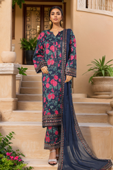 Malika By Sada Bahar Stitched 3 Piece Emb Festive Vol-05 Suit-EMB-2127-Blue