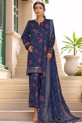 Malika By Sada Bahar Stitched 3 Piece Cutwork Khaddar Vol-01 Suit-5765-Navy Blue
