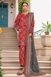 Malika By Sada Bahar Stitched 3 Piece Cutwork Khaddar Vol-01 Collection'2025-5763-Red