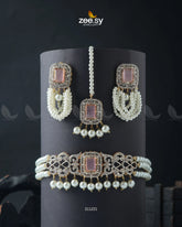 Marasim Choker Necklace Mint pink - Zeesy Jewellery