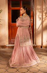 Back view highlighting flow of Aylin Mauve Mist dress design