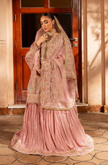 Full-length look of model in Aylin Mauve Mist dress at evening event