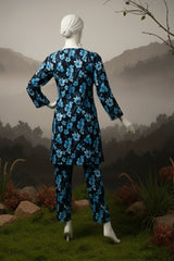 Doriya Luxe By Almeerah Stitched 2 Piece Premium Bana Dora Lawn Collection'2025-Midnight Blue Muse