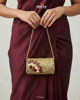 Midnight Reddish Kundan Clutch Bag