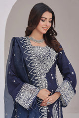 Dressline Semi Stitched 3 Pcs Emb Viscose Zari Collection
