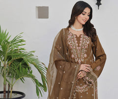 Dressline Semi Stitched 3 Pcs Emb Viscose Zari Collection