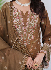 Dressline Semi Stitched 3 Pcs Emb Viscose Zari Collection