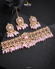 Katrina's Necklace Set Golden Mint Pink - Zeesy Jewellery