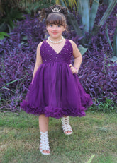 Fairy Bloom by Modest Stitched kids Formals Frock Suit-Violet