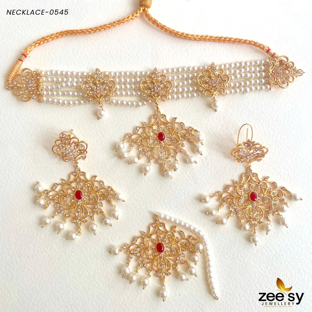 SUNFLOWER NECKLACE-0545 Red - Zeesy Jewellery
