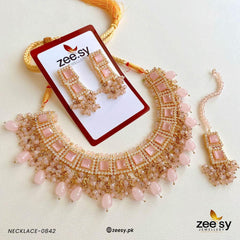 NECKLACE-0842 Pink - Zeesy Jewellery