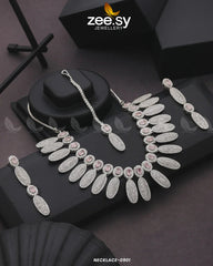 NECKLACE-0901 Silver Pink - Zeesy Jewellery