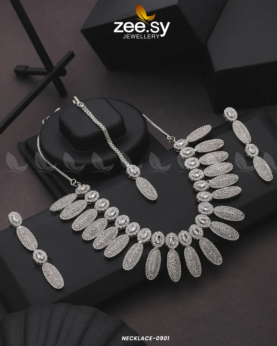 NECKLACE-0901 Silver White - Zeesy Jewellery