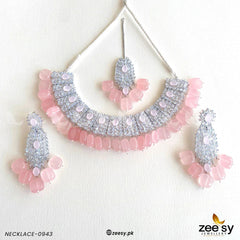 NECKLACE-0943 Mint Pink - Zeesy Jewellery