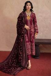 Nureh Unstitched 3 Piece Exclusive Emb Leather Peach Suit-NEP-20