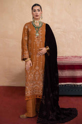 Nureh Unstitched 3 Piece Exclusive Emb Leather Peach Suit-NEP-21