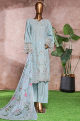 Bin Saeed Stitched 3 Piece Luxe Self & Self Suit-NSM-2246-Ferozi
