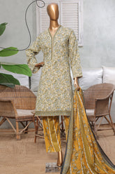 Bin Saeed Stitched 3 Piece Exc Printed Lawn Vol-03 Drop-02 Suit-NSM-2314-Lemon