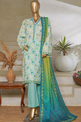 Classic Charm Modern Thread By Bin Saeed Stitched 3 Piece Lawn Collection'2025-NSM-2349-Ferozi