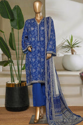 Classic Charm Modern Thread By Bin Saeed Stitched 3 Piece Lawn Suit-NSM-2362-Blue