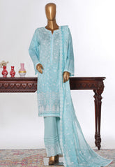 Bin Saeed Stitched 3 Piece Luxury White & White Emb Suit-NSM-2528 FEROZI
