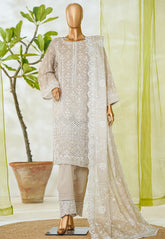 Bin Saeed Stitched 3 Piece Luxury White & White Emb Suit-NSM-2537 SKIN