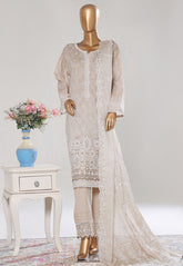 Bin Saeed Stitched 3 Piece Luxury White & White Emb Suit-NSM-2538 SKIN