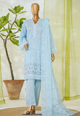 Bin Saeed Stitched 3 Piece Luxury White & White Emb Suit-NSM-2541 FEROZI
