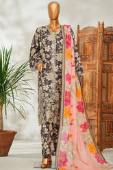 Bin Saeed Stitched 3 Piece Exclusive Emb Lawn Vol-02 Suit-NSM-2648 GRAY