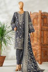 Bin Saeed Stitched 3 Piece Exclusive Emb Lawn Vol-02 Suit-NSM-2649 BLUE