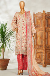 Bin Saeed Stitched 3 Piece Exclusive Emb Lawn Vol-02 Suit-NSM-2658 SKIN
