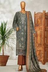 Bin Saeed Stitched 3 Piece Exclusive Emb Lawn Vol-02 Suit-NSM-2659 GRAY