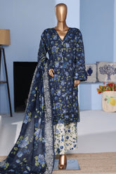 Bin Saeed Stitched 3 Piece Exclusive Emb Lawn Pintex Suit-NSM-2667 BLUE