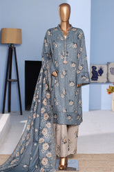 Bin Saeed Stitched 3 Piece Exclusive Emb Lawn Pintex Suit-NSM-2697 GRAY