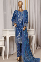 Bin Saeed Stitched 3 Piece Luxury Chikankari & Laserkari Suit-NSM-2781-BLUE
