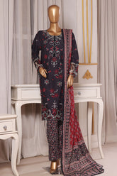 Bin Saeed Stitched 3 Piece Luxury Chikankari & Laserkari Suit-NSM-2782-BLUE