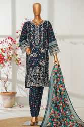 Bin Saeed Stitched 3 Piece Exclusive Emb Lawn Vol-02 Suit-NSM-2818-BLUE