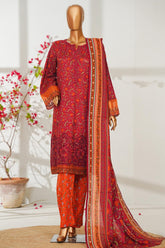 Bin Saeed Stitched 3 Piece Exclusive Emb Lawn Vol-02 Suit-NSM-2819-PINK