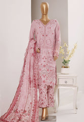 Bin Saeed Stitched 3 Piece Luxury Emb Plain Cotton With Emb Dupatta Vol-01 Suit-NSM-2593 PINK