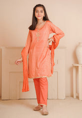 Cotton Jacquard Hand Adda Work 3 Pc Suit - Wear Ochre