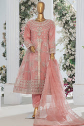 Bin Saeed Stitched 3 Piece Luxury Emb Organza Festive Frock Vol-01 Suit-OWS-1222-Pink