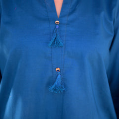 Tehzeeb Threads Solids Collection-Ocean Breeze Kurti | Stitched - 1 Piece | Shirt