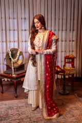 Omal By Komal Stitched 3 Piece Formals Suit-Zeba - 4pc