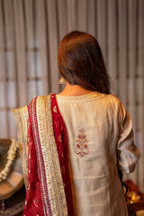 Omal By Komal Stitched 3 Piece Formals Suit-Zeba - 4pc