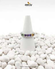 Opulent Multi hued Cluster Ring - Zeesy Jewellery
